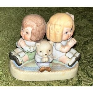 Dolly Dingle Global Art 1988 girl &‎ boy with bear porcelain bisque